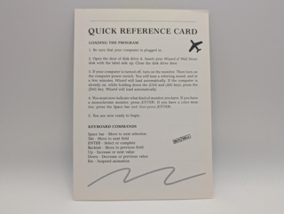 Broderbund Wizard of Wall Street, Quick Reference Card