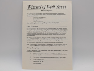 Broderbund Wizard of Wall Street, Manual Update